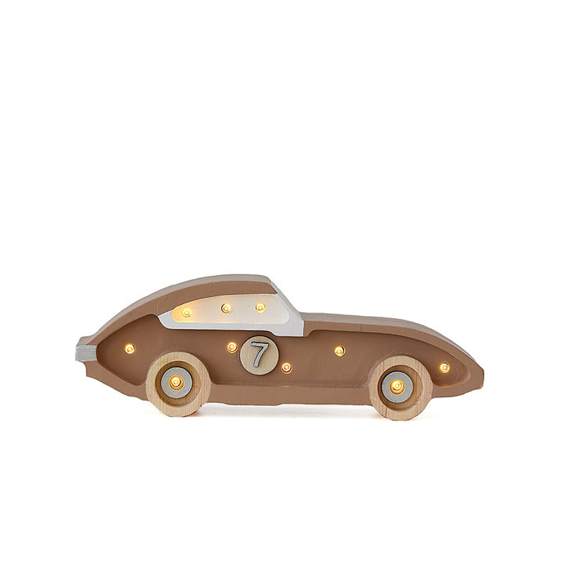 Little Lights® Ročno izdelana lesena lučka Race Car Mini Capuccino