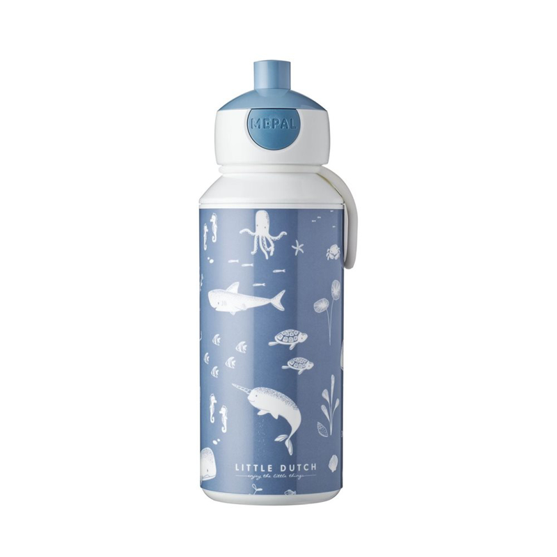 Little Dutch® Steklenička za pitje pop-up Ocean Blue 400ml