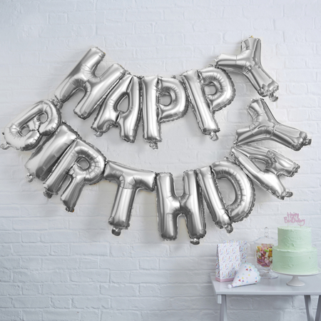 Slika Ginger Ray® Baloni Happy Birthday Silver