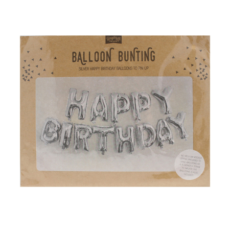 Ginger Ray® Baloni Happy Birthday Silver