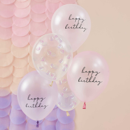 Slika Ginger Ray® Baloni Pearlised Pink & Shell Confetti 5 kosov