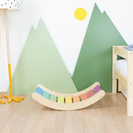 Slika Benlemi® Otroški gugalnik za ravnotežje Montessori ROKIT Pastel Rainbow
