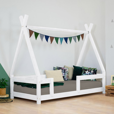 Benlemi® Otroška postelja z ograjico NAKANA 200x90 White