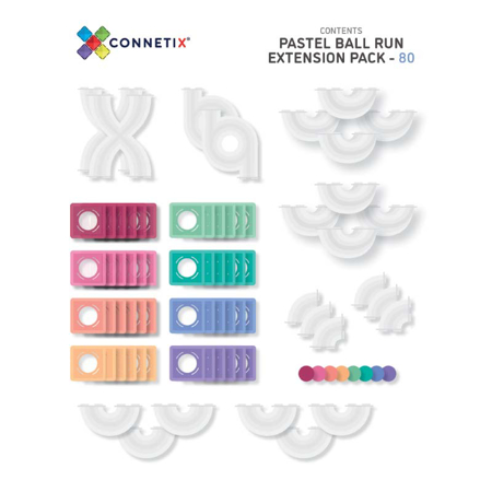 Connetix® Magnetne ploščice Pastel Ball Run Expansion Pack 80-delni