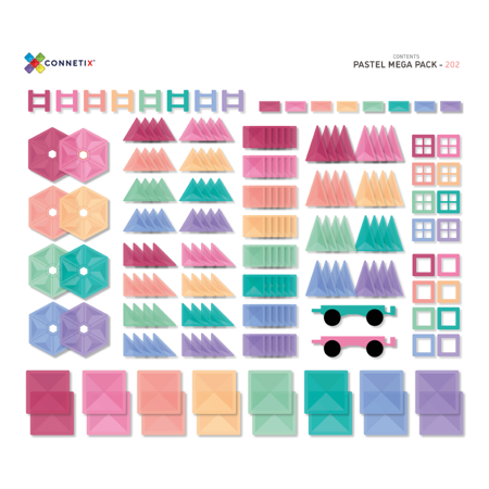 Connetix® Magnetne ploščice Pastel Mega Pack 202-delni