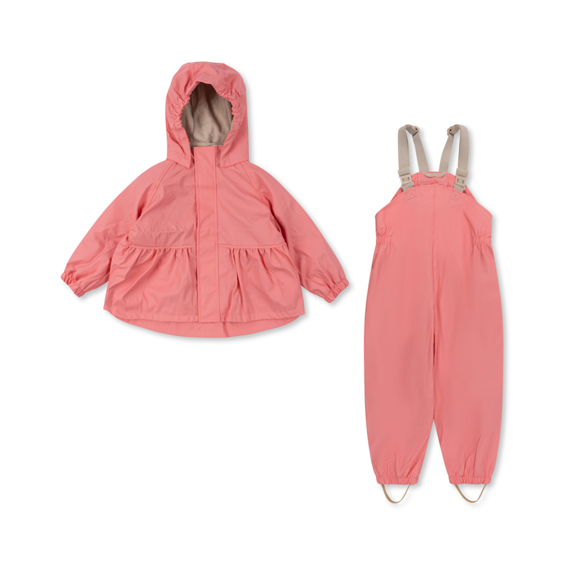 Konges Sløjd® Dežni plašček in hlače Palme Strawberry Pink