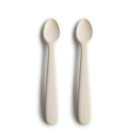 Mushie® Set dveh silikonskih žličk Ivory