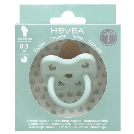 Hevea® Ortodontska duda iz kavčuka RAČKA (0-3m) Mellow Mint