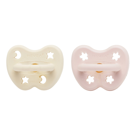 Slika Hevea® Ortodontska duda iz kavčuka Powder Pink & Milky White (0-3M) 2 kosa