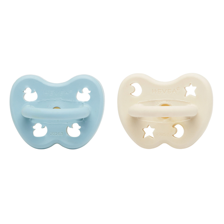 Slika Hevea® Ortodontska duda iz kavčuka Baby Blue & Milky White (0-3M) 2 kosa