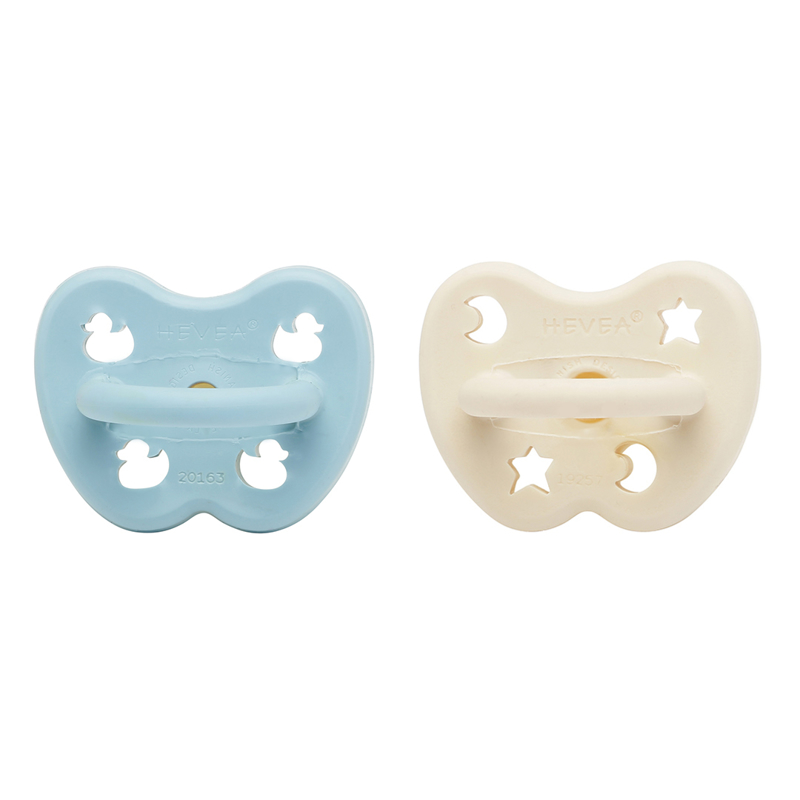 Hevea® Ortodontska duda iz kavčuka Baby Blue & Milky White (0-3M) 2 kosa