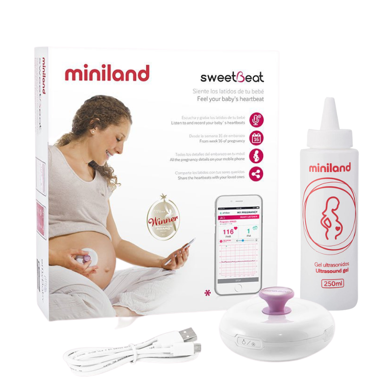 Miniland® Naprava za poslušanje srčnega utripa Sweetbeat + Gel za ultrazvok 250ml