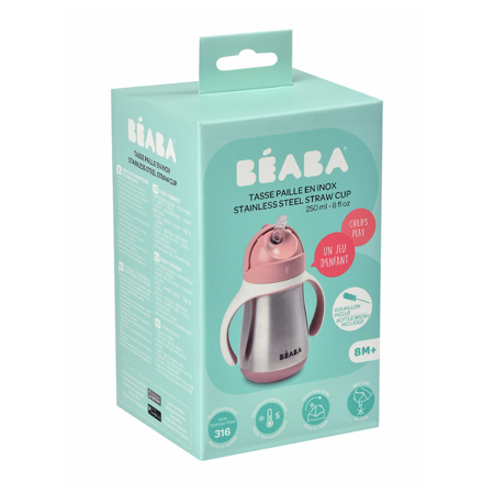 Beaba® Termo steklenička s slamico 250ml Old Pink