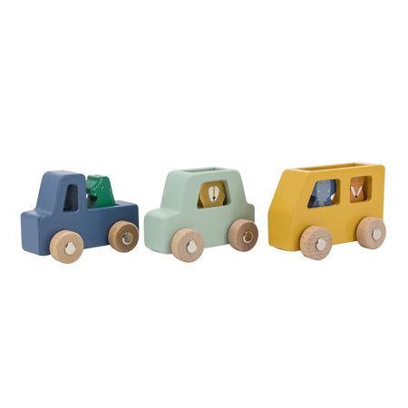 Trixie Baby® Set 3 lesenih avtomobilov z živalmi