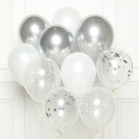 Amscan® 10 lateks balonov 27,5 cm Silver