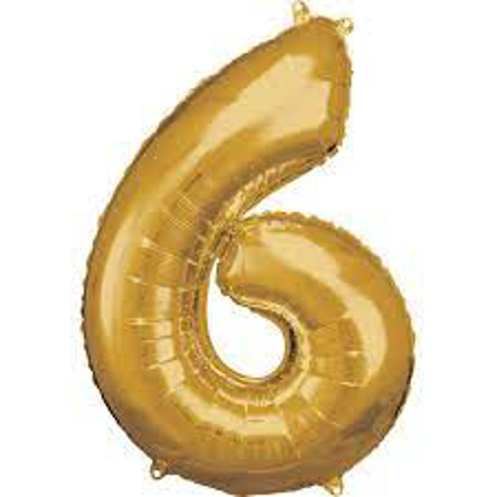 Slika Amscan® Balon številka 6 (86 cm) Gold