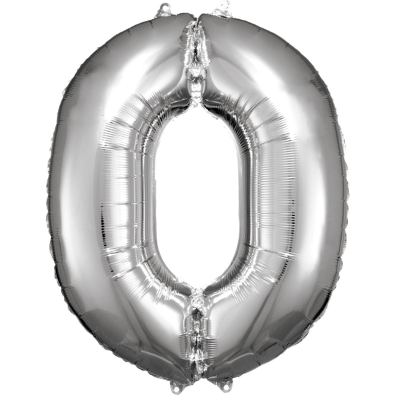 Amscan® Balon številka 0 (86 cm) Silver