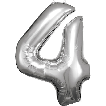 Amscan® Balon številka 4 (86 cm) Silver