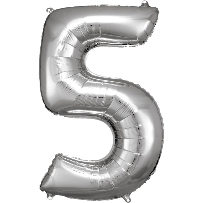 Immagine di Amscan® Palloncino numero 5 (86 cm) Silver