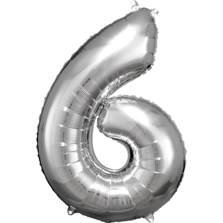 Amscan® Balon številka 6 (86 cm) Silver