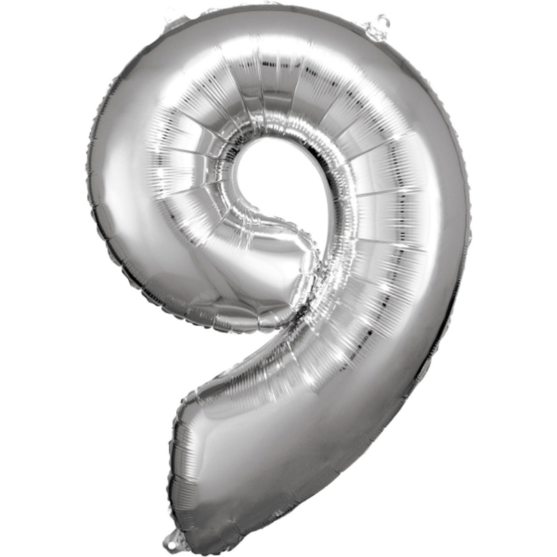 Amscan® Balon številka 9 (86 cm) Silver