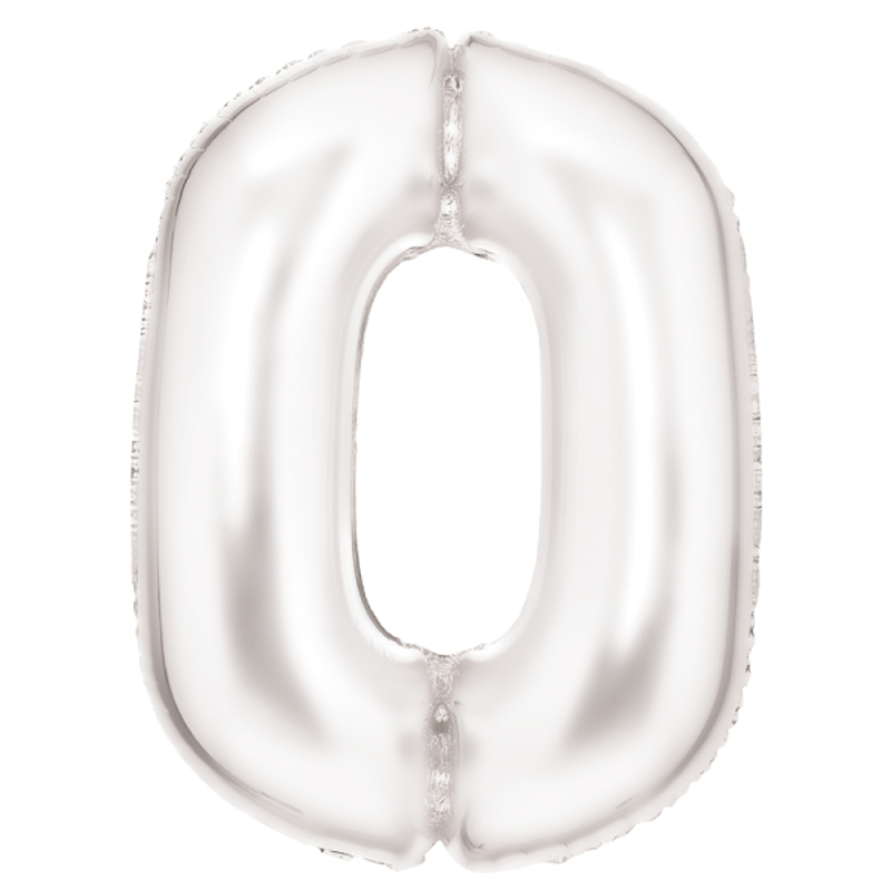 Amscan® Balon številka 0 (86 cm) Silk Lustre White