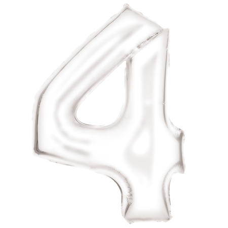 Amscan® Balon številka 4 (86 cm) Silk Lustre White
