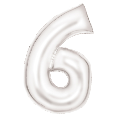 Amscan® Balon številka 6 (86 cm) Silk Lustre White