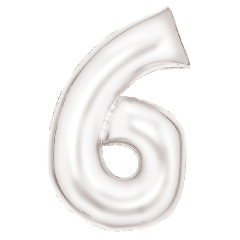 Amscan® Balon številka 6 (86 cm) Silk Lustre White