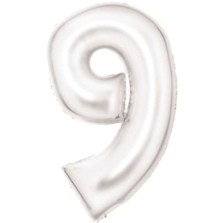 Amscan® Balon številka 9 (86 cm) Silk Lustre White