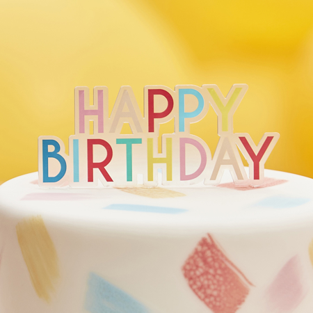 Slika Ginger Ray® Okrasek za torto Happy Birthday Rainbow