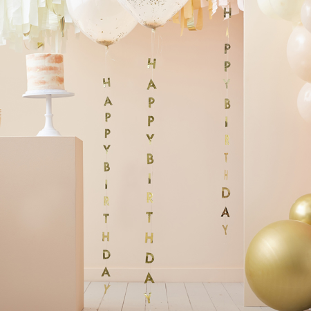 Slika Ginger Ray® Viseč napis Happy Birthday Gold Tails