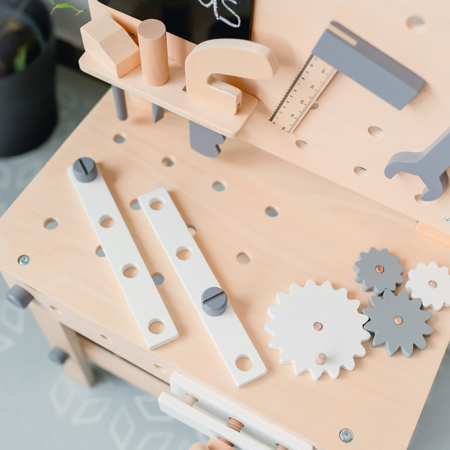 Evibell® Otroška lesena delovna miza z orodjem Nature