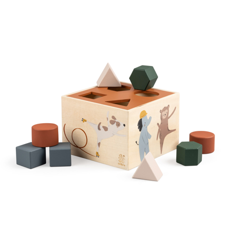 Sebra® Lesena kocka z oblikami Toes/Builders