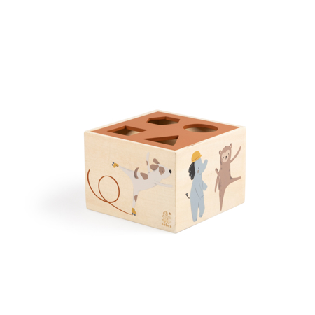 Sebra® Lesena kocka z oblikami Toes/Builders