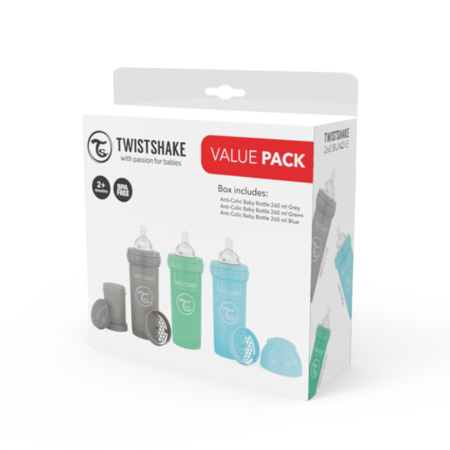 Slika Twistshake® Steklenička Anti-Colic 260ml VALUE PACK (2+m) - Blue