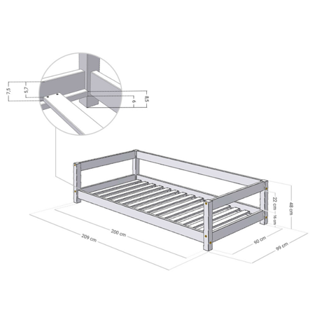 Benlemi® Otroška postelja STUDY 90x200 Natural