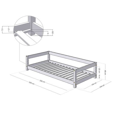 Benlemi® Otroška postelja STUDY 140x200 White