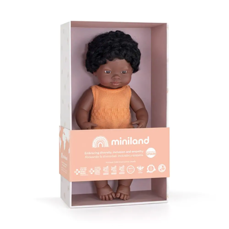 Slika Miniland® Dojenček African Boy 38cm Colourful