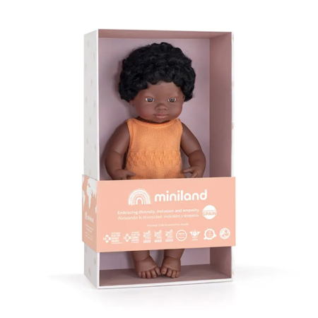 Miniland® Dojenček African Boy 38cm Colourful