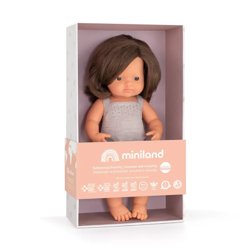 Miniland® Punčka Brunette Girl 38cm