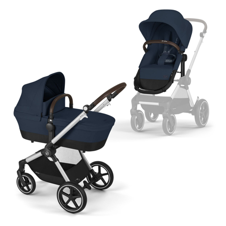 Slika Cybex® Otroški voziček 2v1 Eos™ Lux Ocean Blue (Silver Frame)