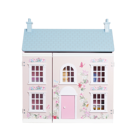 Slika Evibell® Lesena hiška za punčke s pohištvom Pink