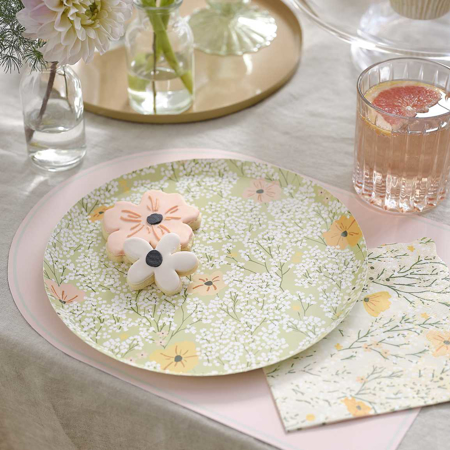 Slika Ginger Ray® Papirnati krožniki Floral Baby Shower 8 kosov