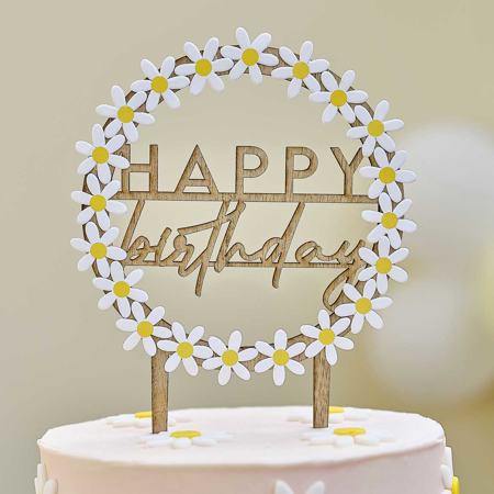 Slika Ginger Ray® Leseni okrasek za torto Daisy Happy Birthday