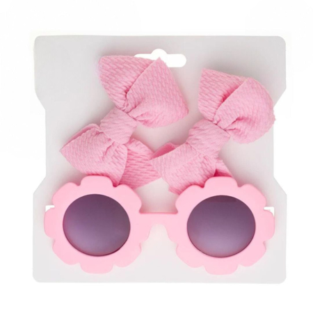 Slika Evitas Špangice 2 kosa in otroška sončna očala Flower Pink