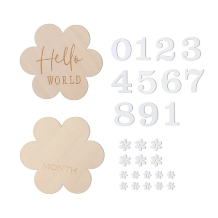 Lesene Milestone kartice za fotografiranje dojenčka Hello World (12 m)