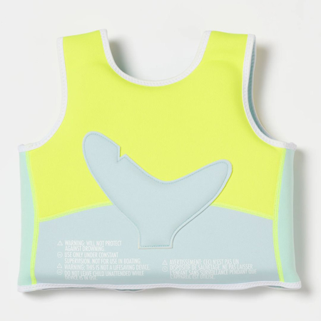 SunnyLife® Otroški plavalni jopič Salty the Shark Aqua Neon Yellow 3-6L