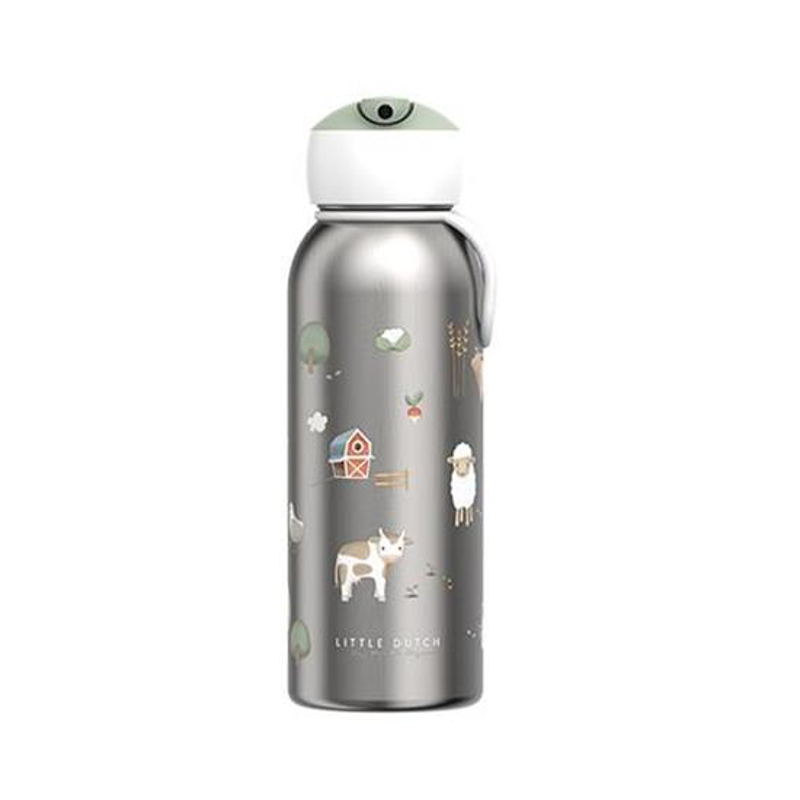 Little Dutch® Steklenička iz nerjavečega jekla flip-up Little Farm 350ml
