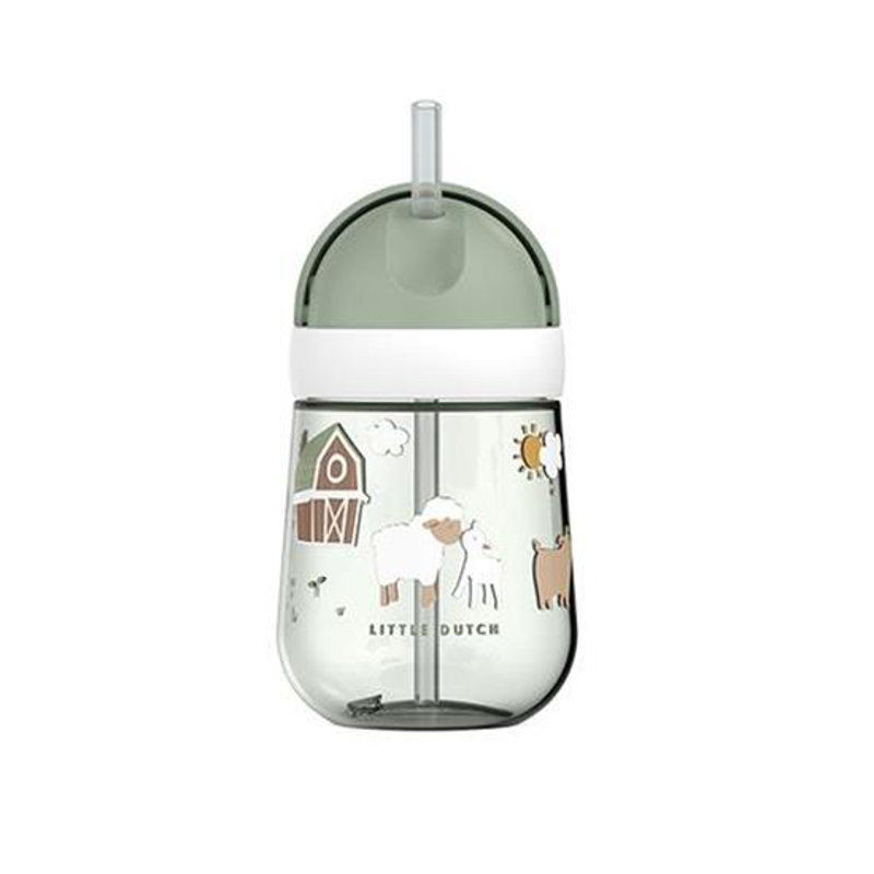 Little Dutch® Steklenička s slamico Little Farm 300ml